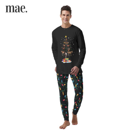 Black Horses And Gifts Black Mens Christmas Pajamas