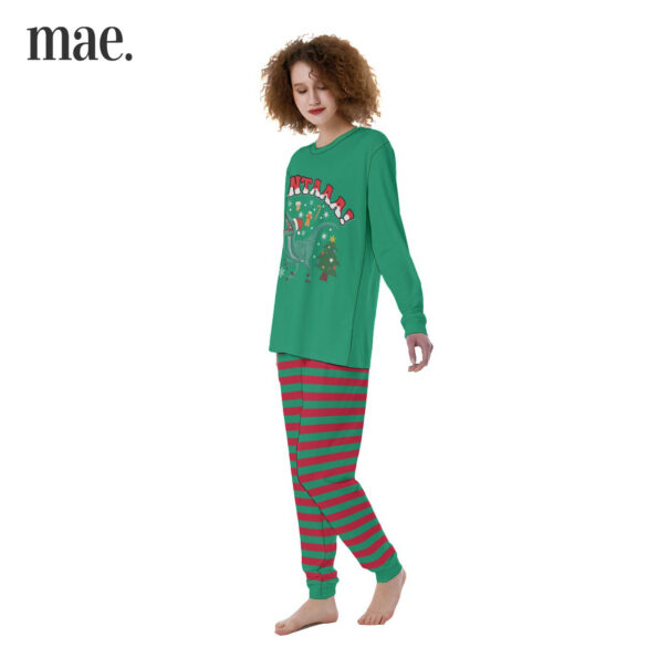 Dear Santa For Dinosaur Lover Striped Womens Holiday Pajamas