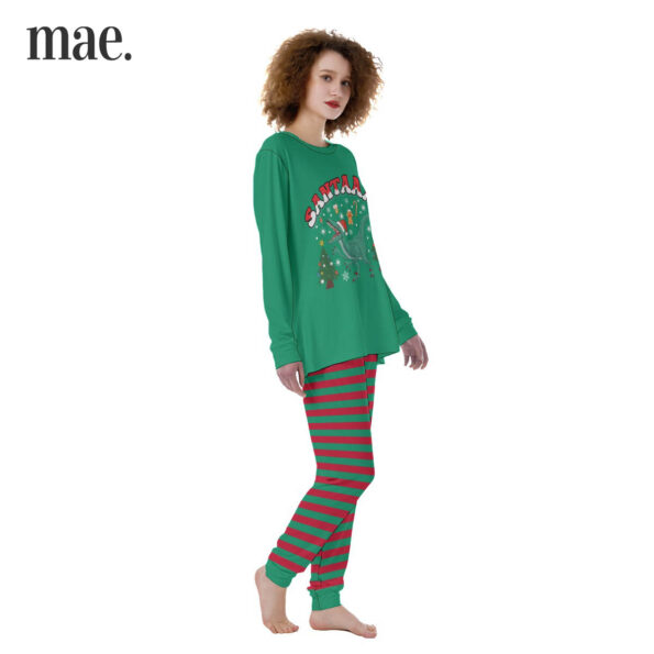 Dear Santa For Dinosaur Lover Striped Womens Holiday Pajamas