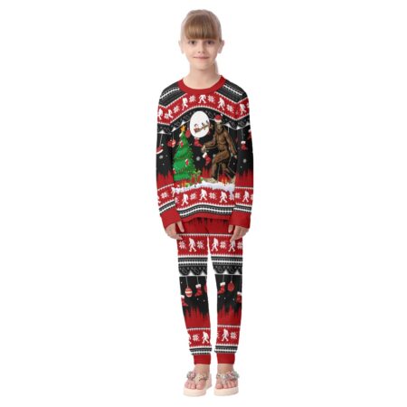 Ugly Bigfoot Mens Christmas Pajama Set Red Black