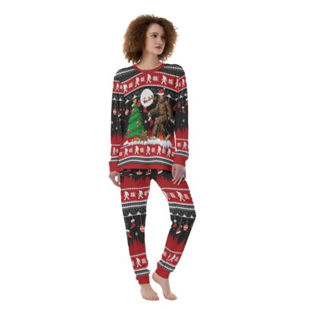 Ugly Bigfoot Women Christmas Pajamas Red Black