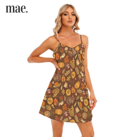 Unique Autumn Themed Cami Dress For Women