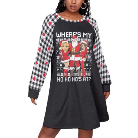 Where My Ho Ho Ho's At Santa Womens Christmas Dress Plus Size