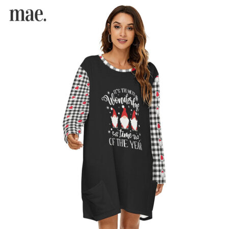 White Beard Santa Christmas Loose Dress For Women