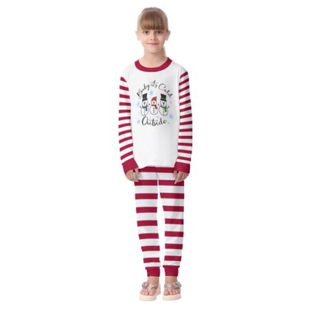 White Red Kid Pajamas Christmas Baby It's Cold Outside Snowman