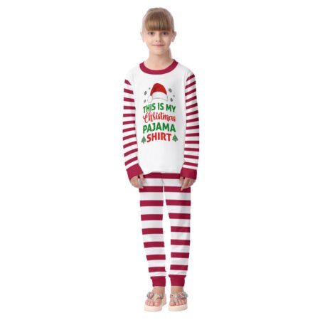 White Red Kid Pjs Saying This Is My Christmas Pajamas