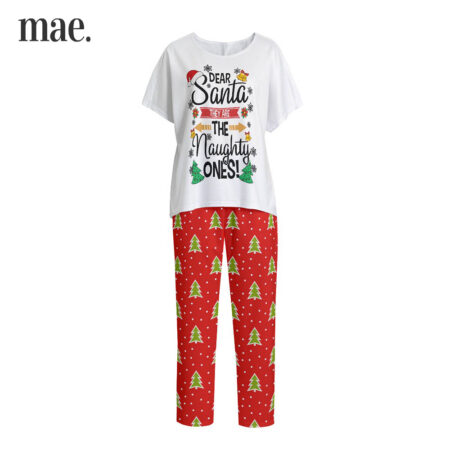 Womens Christmas Nightwear Saying Naughty Ones