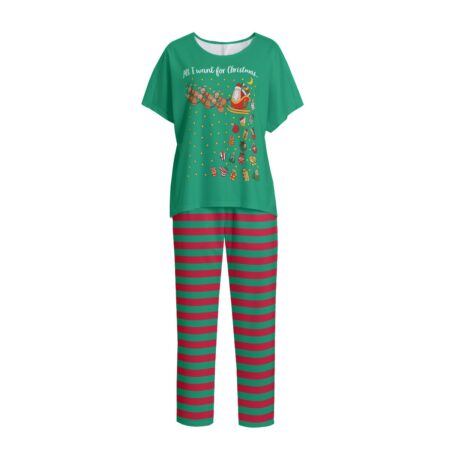 Womens Naughty Striped Christmas Pjs Women Saying All I Want For Christmas