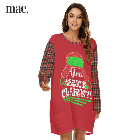 You Serious Clark Red Plaid Long Sleeve Dress