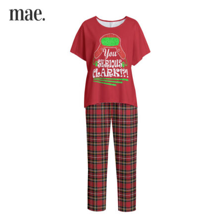 You Serious Clark Red Plaid Short Sleeve Xmas PJ Set