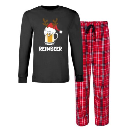 Drinking Beer Matching Couple Christmas Pajamas For Him