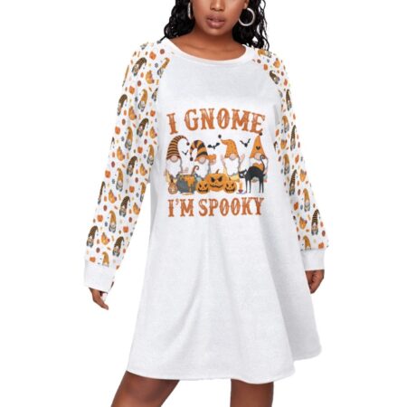 Spooky Gnome Women Halloween Matching Plus Size Dress