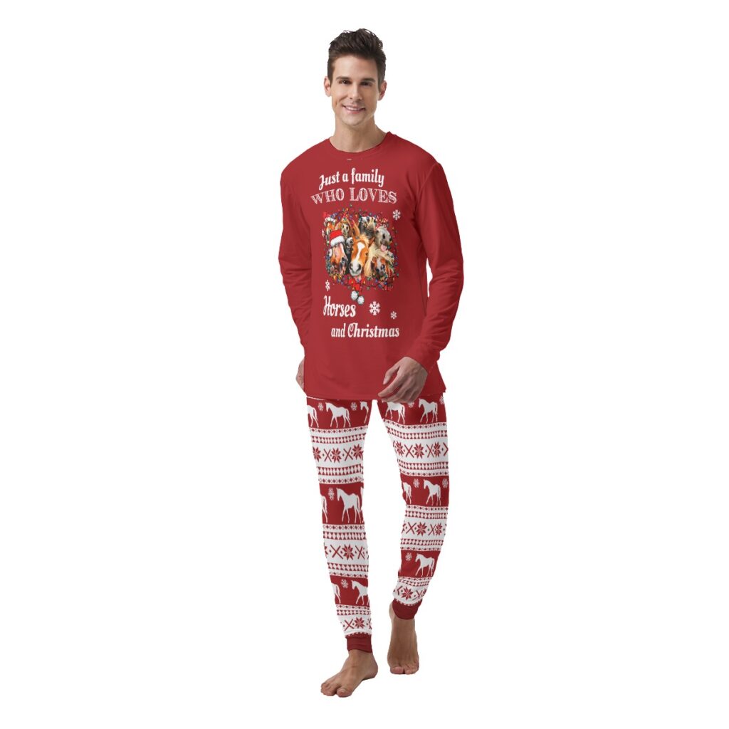 A Family Love Horse Mens Christmas Sleepwear