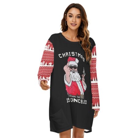 Bad Santa Naughty Women's Christmas Loose Dress