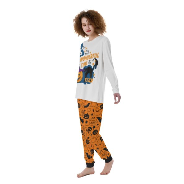 Black Cat Halloween Pajama Set For Women The Most Wonderful Time