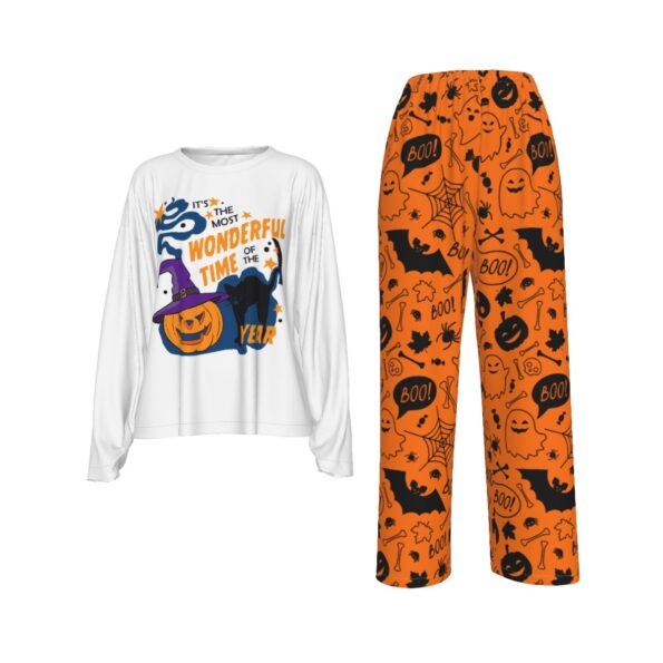 Black Cat Halloween Pajamas Womens Wonderful Time