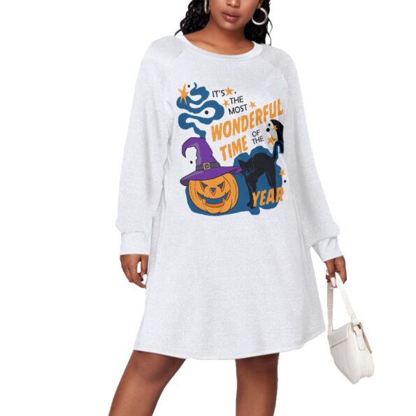 Black Cat Halloween Women Plus Size Dress Wonderful Time