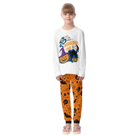 Black Cat Kid Halloween Matching Pjs The Most Wonderful Time