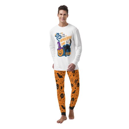 Black Cat Mens Halloween Pajamas The Most Wonderful Time