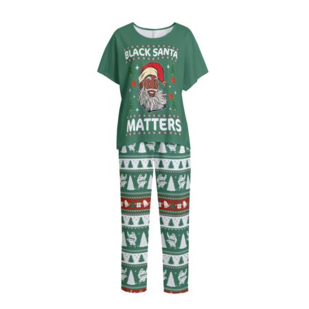 Black Santa Funny Womens Christmas Pajamas