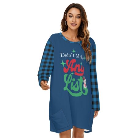 Blue Plaid Naughty Santa Women Christmas Dress