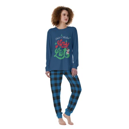 Blue Plaid Naughty Women's Christmas Pajamas