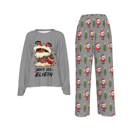 Chimney And Santa Christmas Long Sleeve Nightwear Womens