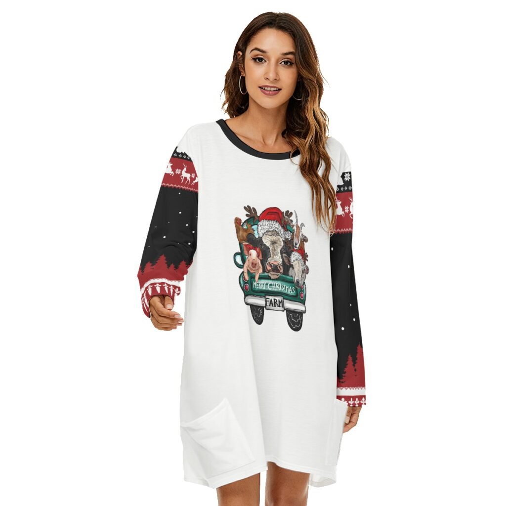 Christmas Animal Womens Xmas Loose Dress