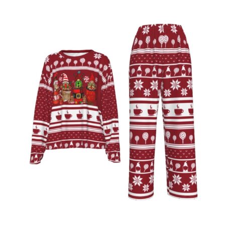 Christmas Gnome Family Pajamas Red Coffee