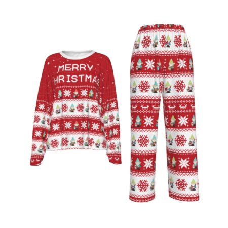 Christmas Gnome Womens Xmas Pajamas White Red