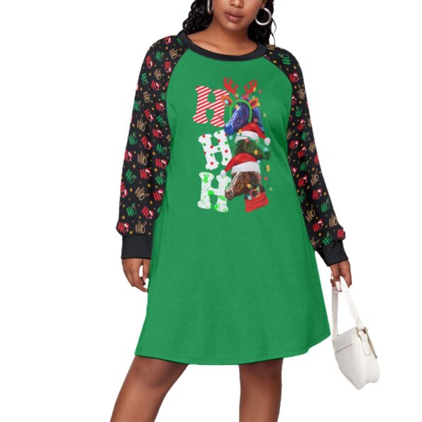 Christmas Ho Ho Ho Horse Womens Xmas Plus Size Dress