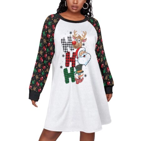 Christmas Ho Ho Ho Womens Xmas Plus Size Dress