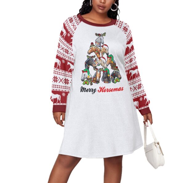 Christmas Horse Tree Womens Xmas Plus Size Dress