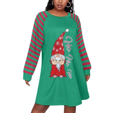 Christmas Plus Size Dress Gnome Ho Ho Ho