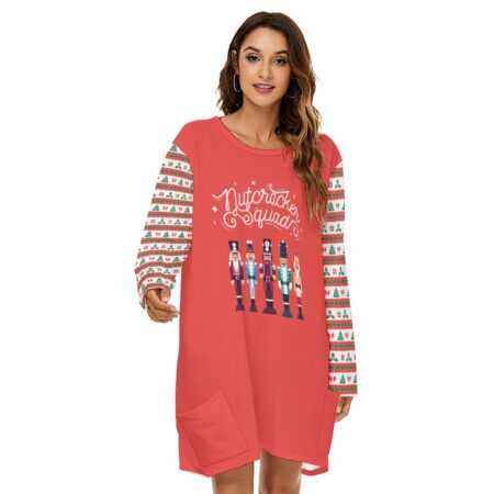 Cute Nutcracker Squad Christmas Matching Loose Dress