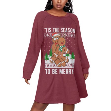 Funny Couple Gingerbread Christmas Women's Plus Size Dress