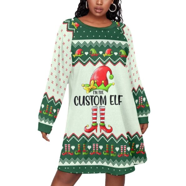 Funny Custom Name ELF Christmas Plus Size Dress