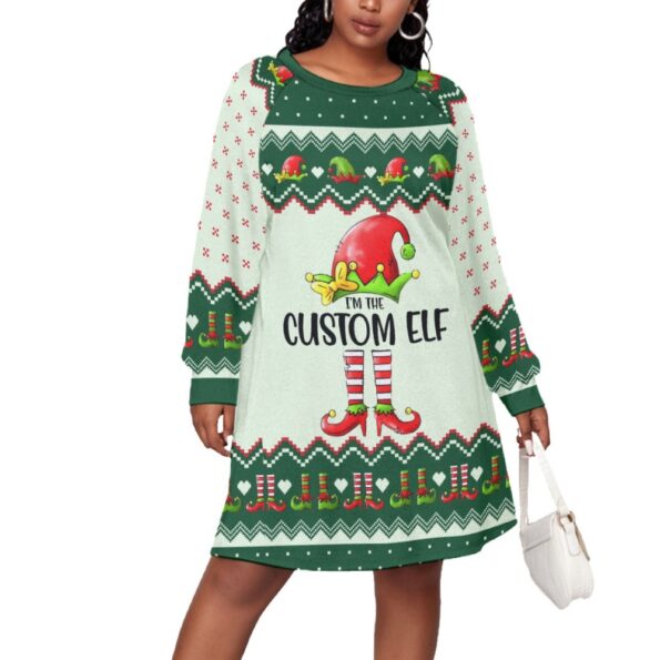 Funny Custom Name ELF Christmas Plus Size Dress