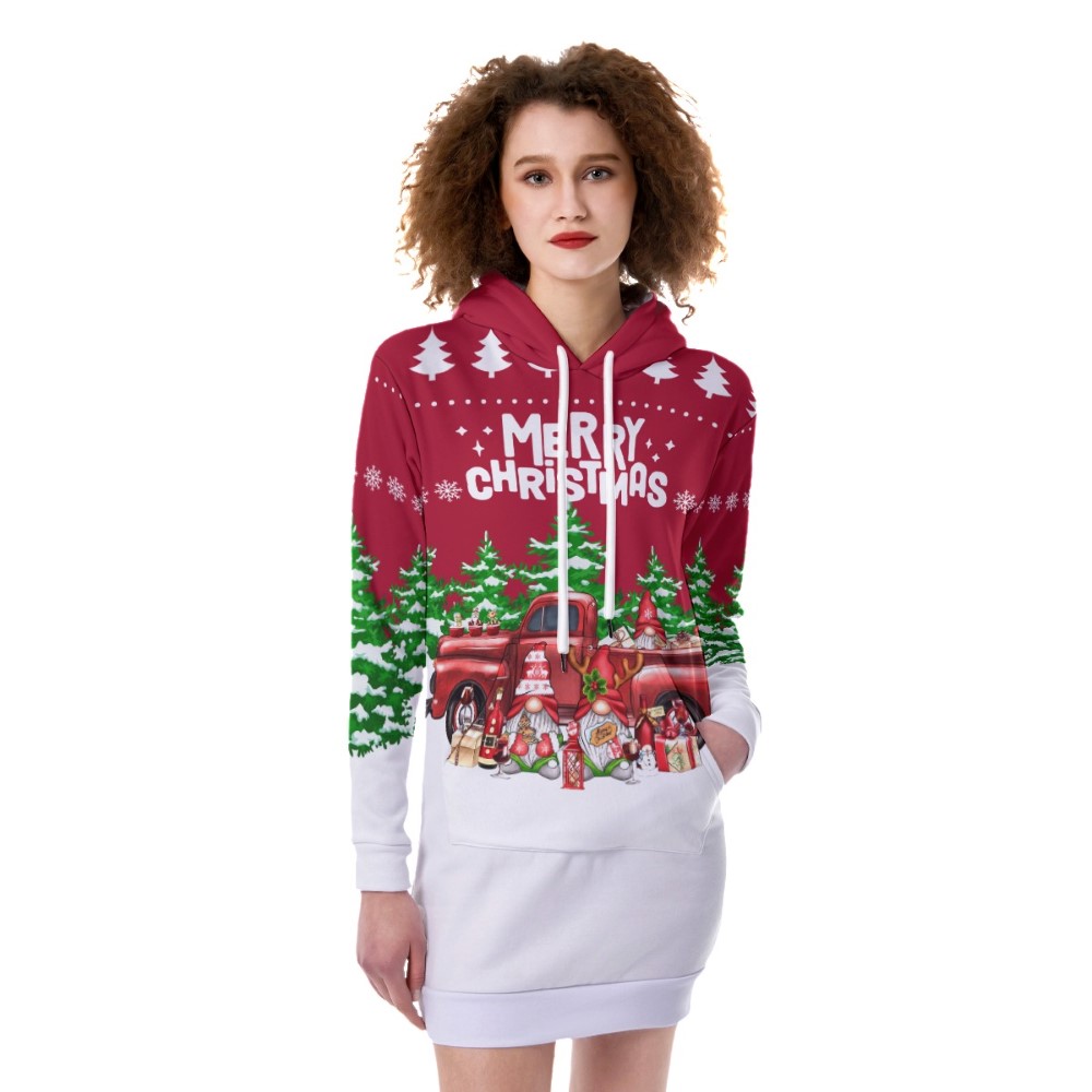 Gnome Christmas Women's Hoodie Dress