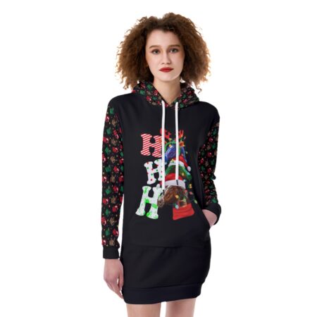 Ho Ho Ho Horse Christmas Long Hoodie For Women