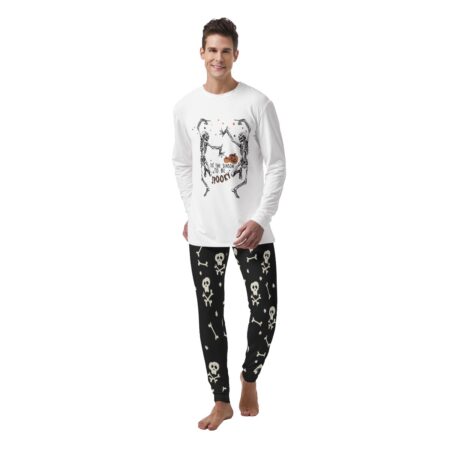 Spooky Skeleton Mens Halloween Pajama Set Tis The Season