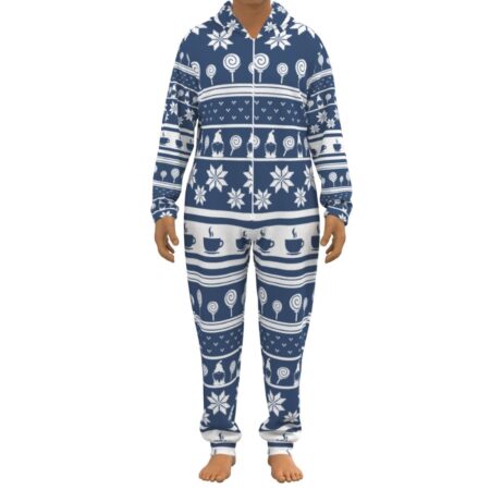 Ugly Coffee Gnome Christmas Unisex Jumpsuit Blue