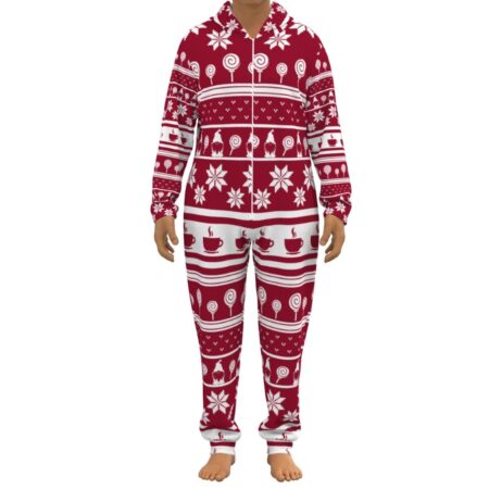 Ugly Coffee Gnome Christmas Unisex Onesie Red