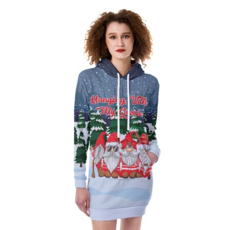 Unique Gnome Christmas Women's Hoodie Dress