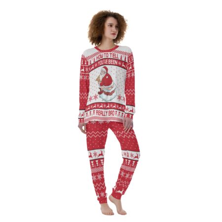 White Red Ugly Santa Naughty Christmas Pajamas For Women