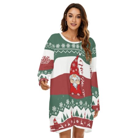 Womens Matching Christmas Dress Gnome Ho Ho Ho