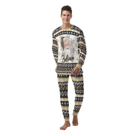 Believe Santa Christmas Mens Pajama Set