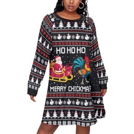 Chicken Santa Christmas Women Plus Size Dress