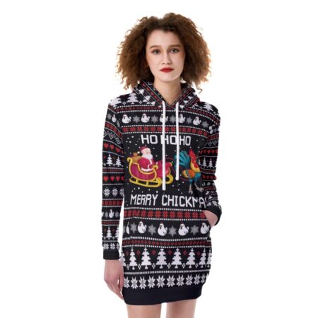 Chicken Santa Women Christmas Long Hoodie