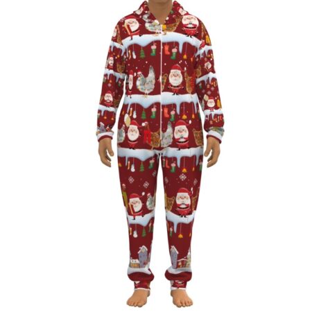 Chicken Ugly Christmas Unisex Jumpsuit Red